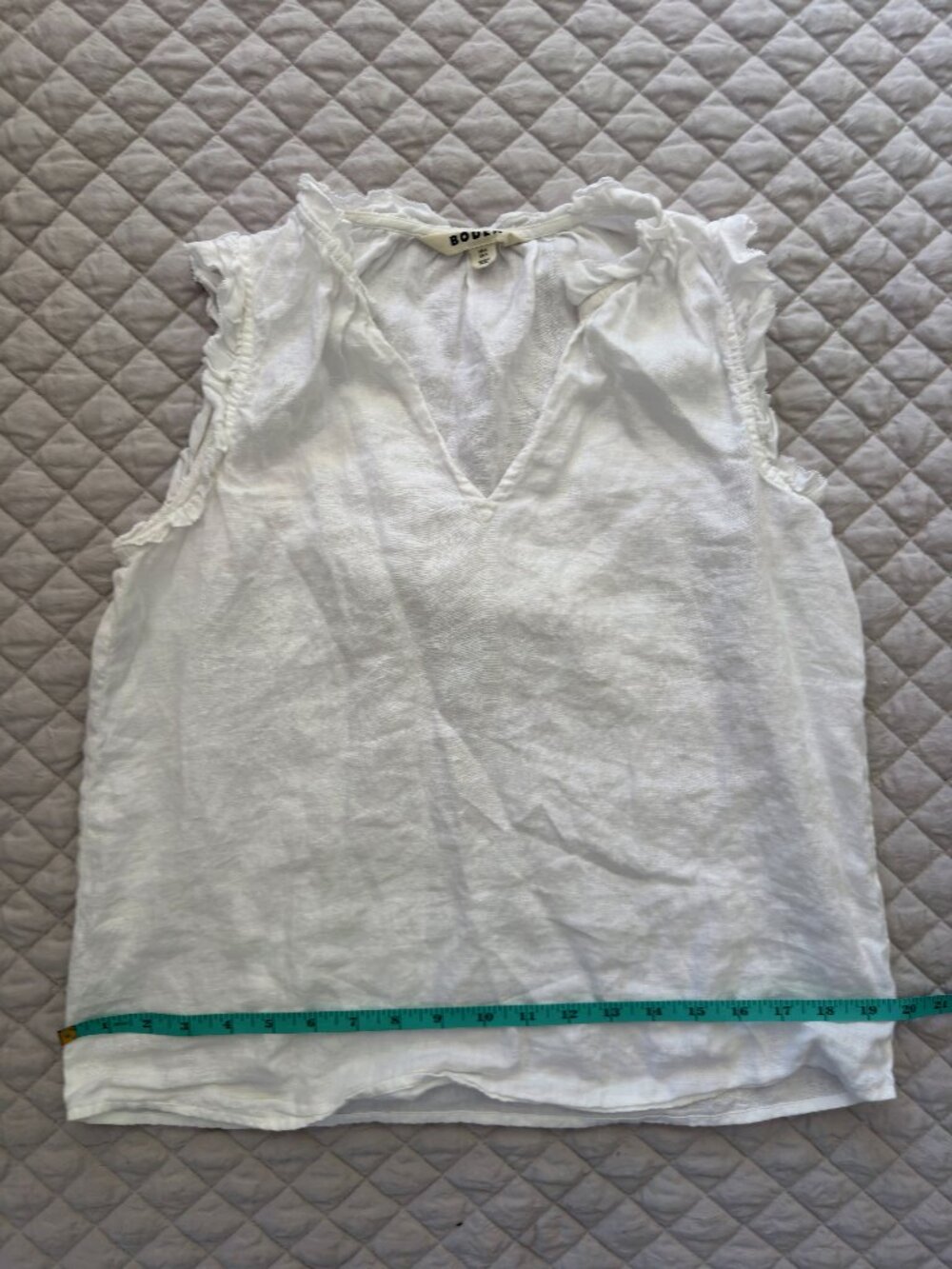 Boden Frill Sleeve Linen Notch Top